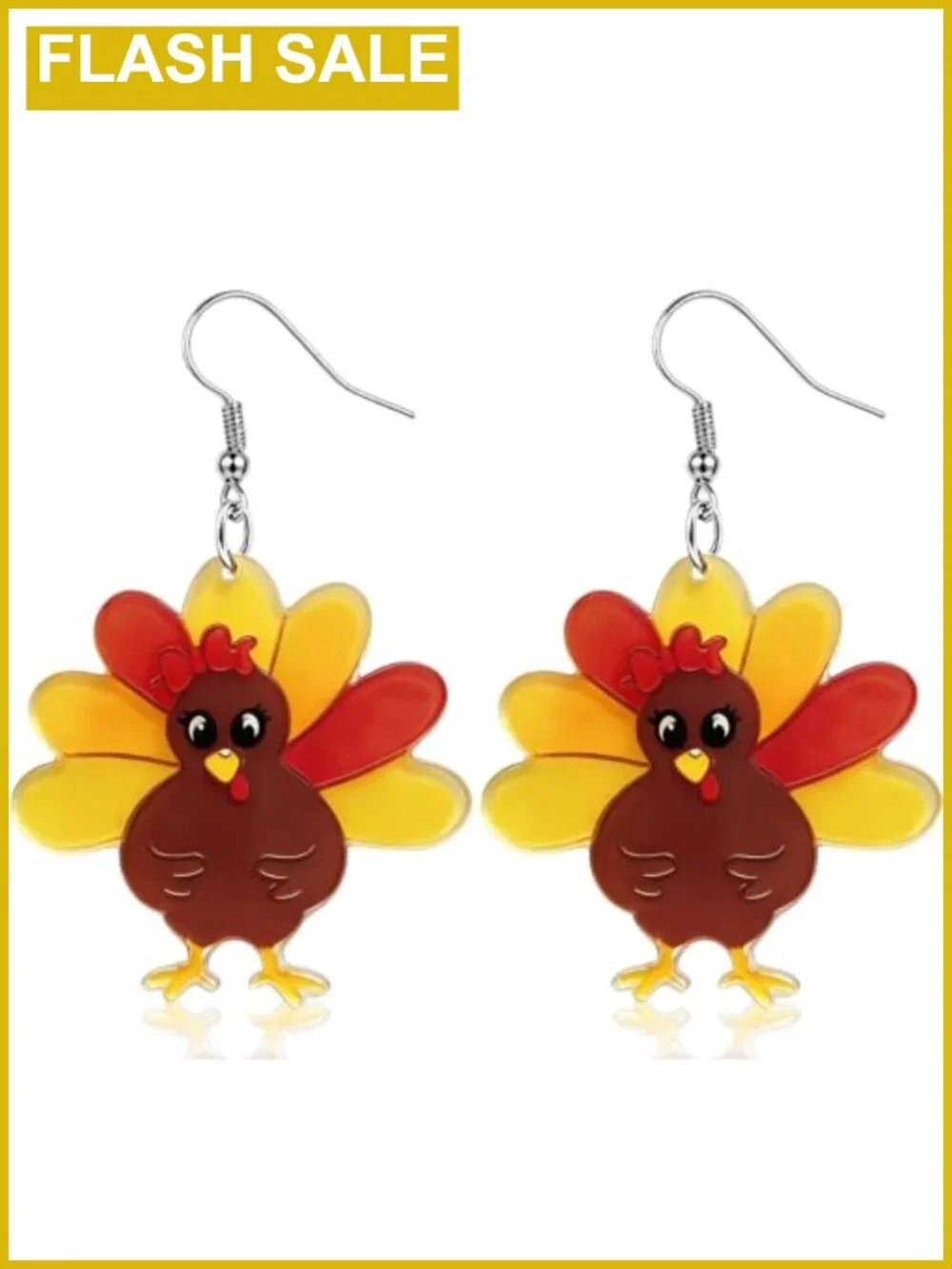 Acrylic Turkey Dangle Earrings Thanksgiving Fall Jewelry